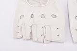 NOS White Trad-Tex leather cycling gloves  in size XL