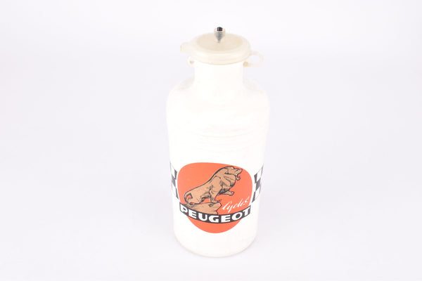 NOS Cycles Peugeot labled white (vintage) water bottle produced by Specialtes TA - defective!