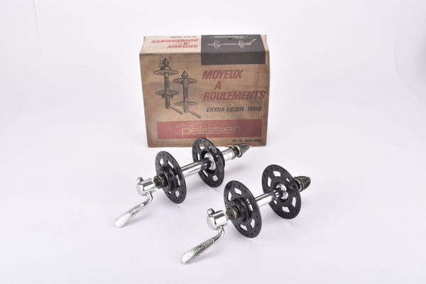 NOS/NIB Pelissier #1000 Noir Moyeux A Roulements Extra Leger 3-piece high flange hubset with english thread and 36 holes