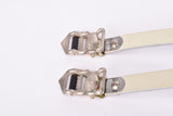NOS White/ Grey Bianchi Dino Alfredo Binda Leather toe clip straps