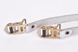 NOS White/ Grey Bianchi Dino Alfredo Binda Leather toe clip straps