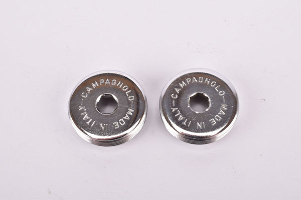 Campagnolo flat chrome metal crank set dust caps from the 1980s - 1990s