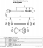 NOS Shimano Ultegra #HB-6500 Front Hub Cone set #23V-9802