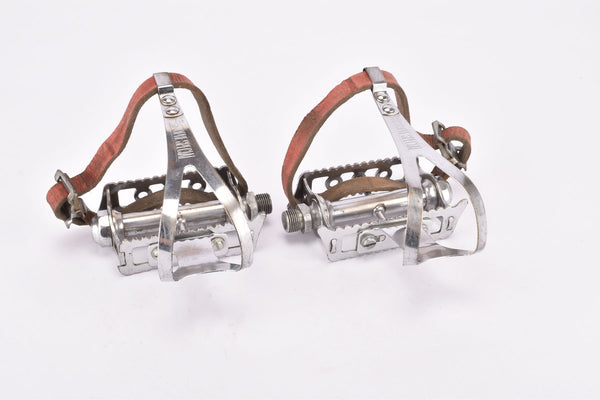 Lyotard 36 chromed steel pedals early Version with Alfredo Binda Strap from the 1950s - 1960s - defective