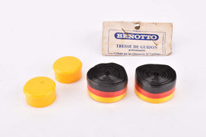 NOS Benotto Cello german flagged handlebar tape in black, red and yellow incl. yellow Benotto handlebar plugs