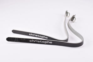 NOS Black Christophe leather toe clip straps