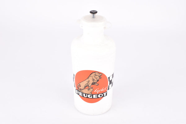 NOS Cycles Peugeot labled white (vintage) water bottle produced by Specialtes TA