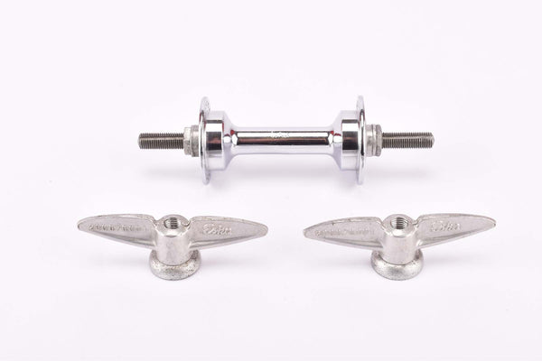 NOS Eska (Favorit) Chrome plated steel front Hub with solid axle, aluminum wing nuts and 36 holes