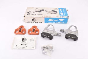NOS/NIB Exus #E-7 Clip-in Pedals with english threading and #E-ARC2 Pedal Cleats from the 1990s