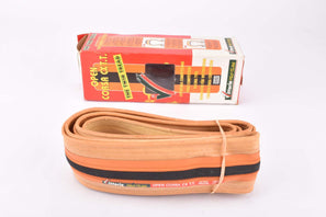 NOS/NIB Handmade Vittoria Pro-Team Open Corsa CX T.T. Orange and Black Skinwall folding single Tire (clincher) in 23-622mm (28" / 700x23C) from the 1990s - 2000s