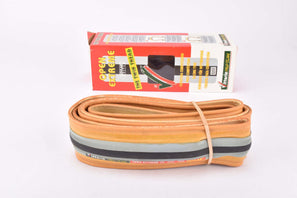 NOS/NIB Handmade Vittoria Pro-Team Open Extreme 20 Kevlar belted Twin Thread Grey and Black Skinwall folding single Tire (clincher) in 20-622mm (28" / 700x20C) from the 1990s - 2000s
