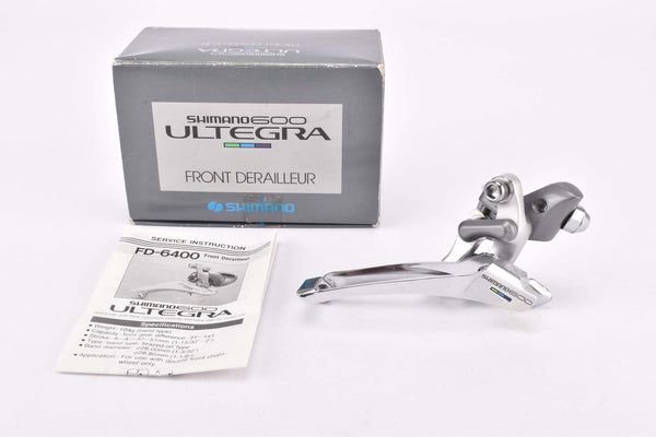 NOS/NIB Shimano 600 Ultegra Tricolor #FD-6400 braze-on Front Derailleur from 1990