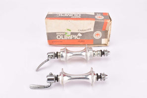 NOS/NIB Super Olimpic Low Flange Hub Set with 36 holes and english thread from the 1980s