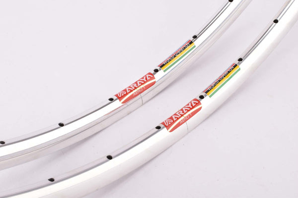 NOS polished Araya Aero 1 #ADX-1 World Champion tubular rim set in 28" with 36 from the late 1970s - 1990s
