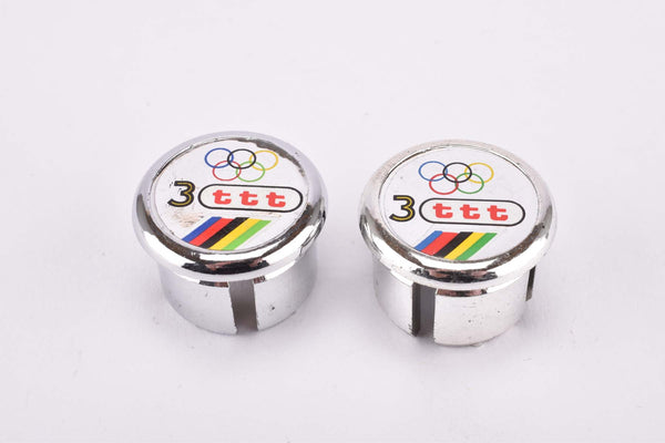 NOS Rare! Silver Chrome 3ttt Olympia handlebar Barend end plugs
