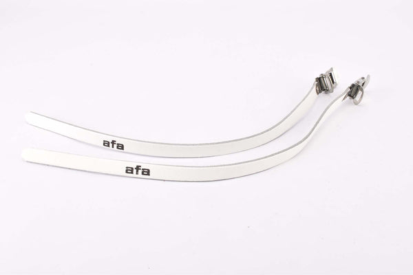 NOS white AFA leather toe clip straps