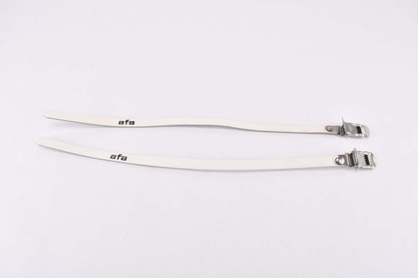 NOS white AFA leather toe clip straps