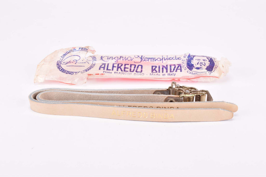 Courroies De Pédales En Cuir Brun Alfredo Binda - Pour Vélo De Route, Look Rétro NOS