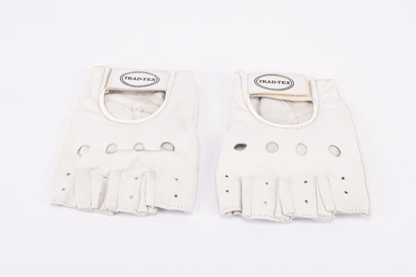NOS White Trad-Tex leather cycling gloves  in size M