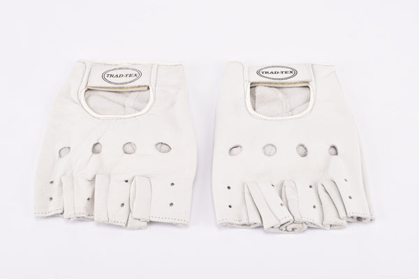 NOS White Trad-Tex leather cycling gloves  in size XL