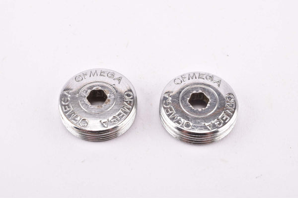 Ofmega chromed Metal crank set dust caps from the 1960s - 1970s