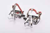 Ofmega Gran Premio #9650 Pedals with toe clips and red Roto straps from the 1970s - 1980s