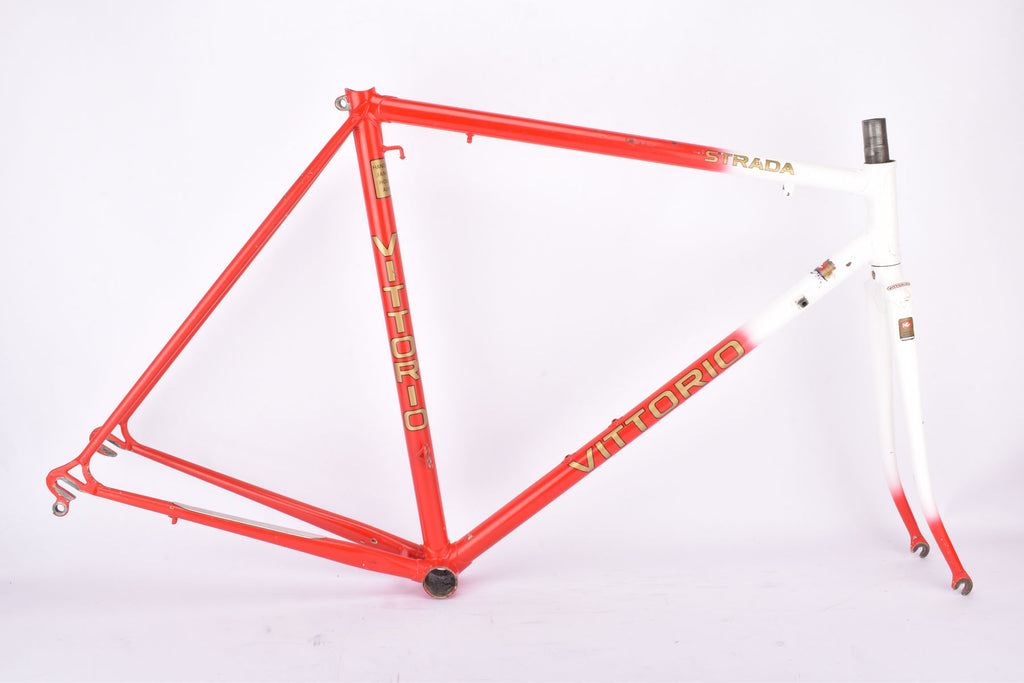 Red and White Vittorio vintage road bike steel frame set in