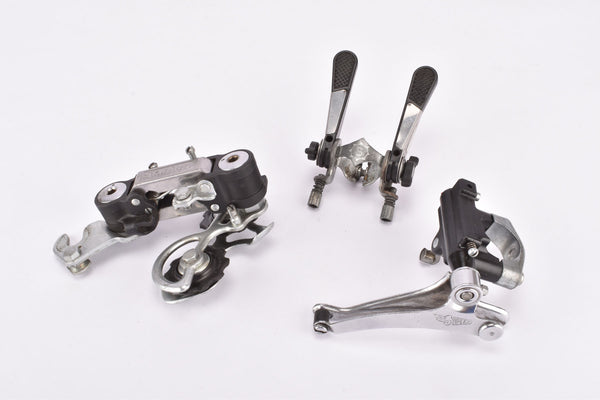 Simplex Prestige #S001 T/P (rear derailleur), #SX3952 (shifter) and #SA02 (front derailleur) friction gear shifting set group from the 1970s - 1980s