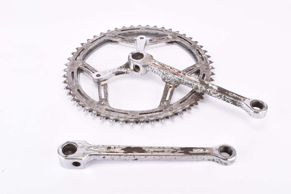 Smutny 2-arm double fluted cottered chromed steel crank set in 170 mm with Gnutti chainring in 48/51 teeth from the 1940s - 1950s (Zweiarm Kurbel)