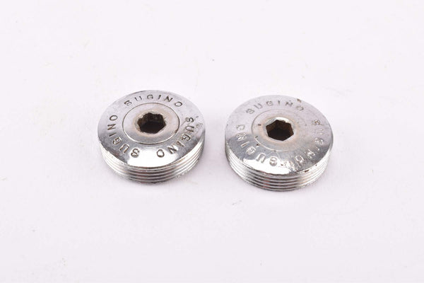 Sugino chrome plated metal Crank Dust Caps from the 1980s