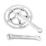 VeloOrange Grand Cru Drillium 110 Fluted Double Crankset, Silver and Black