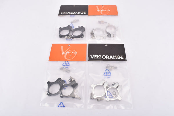 VeloOrange Hinged Water Bottle Cage Clamps in 28.6 or 31.8, Silver, Black