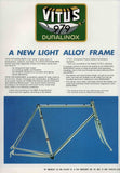 Silver anodized Vitus 979 Duralinox vintage aluminum frame set in 57.4 cm (c-t) 56 cm (c-c) with Vitus 979 Dural All Aluminium tubing from 1985