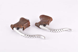 CLB Professionnel (anodized) non-aero Brake Lever Set with brown hoods from the 1970s / 1980s