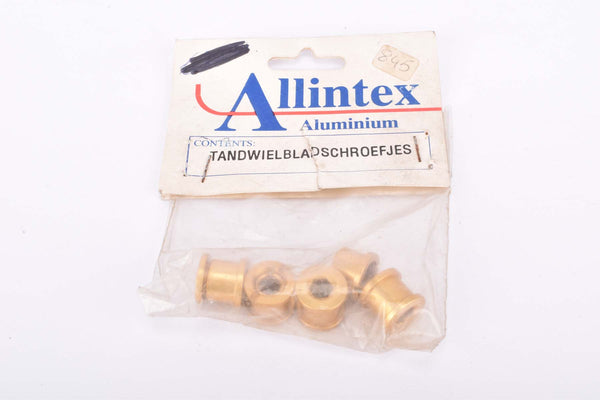 NOS Allintex Aluminium golden anodized light weight tuning crank set chain ring bolts