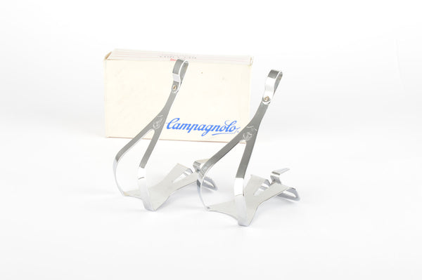 NOS/NIB Campagnolo Record Toe Clips in size medium with Toe Clip Guides, from the 1980s