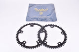 NOS Sugino Super Mighty Competition black anodized drilled Chainring Set with 51 / 47 teeth and 144 mm BCD from the 1970s - 1980s