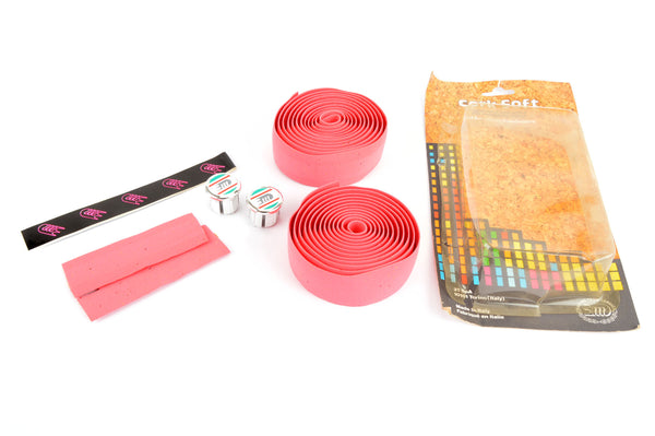 NEW 3ttt cork pink handlebar tape with silver end plugs from the 1980s NOS/NIB