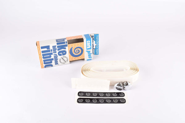 NOS Bike Ribbon Cork Plus branded Ciöcc handlebar tape in white from the 1980s