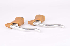 Campagnolo (Nuovo) Record #2030 polished brake lever set with brown replacement hoods from the 1960s - 80s