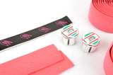NEW 3ttt cork pink handlebar tape with silver end plugs from the 1980s NOS/NIB