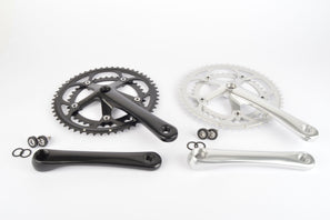 Square Taper Aluminium Crankset #SS-8215 double chainring, for road bike, black or silver, 170mm or 175mm