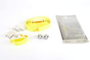 NOS/NIB 3ttt neon-yellow handlebar tape with silver end plugs from the 1990s