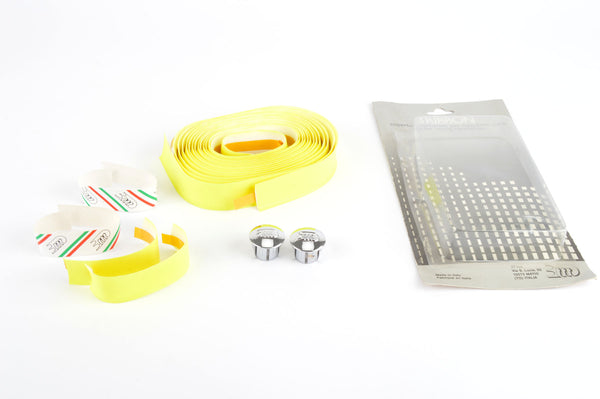NOS/NIB 3ttt neon-yellow handlebar tape with silver end plugs from the 1990s