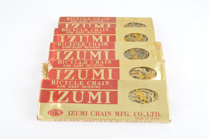 NOS 5 Izumi Easy Running Gold 5-6-7 speed road chain 1/2 x 3/32, 116 links from the 1980s NIB