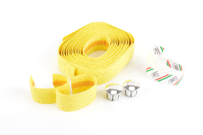 NEW 3ttt yellow cork handlebar tape with silver end plugs from the 1980s NOS