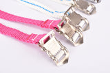 Nylon toe straps with 430mm length in black, white/blue, pink