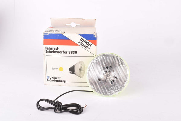 NOS/NIB Union Fahrrad-Scheinwerfer #8830 front Headlamp with neon yellow/green casing from the 1970s - 1980s
