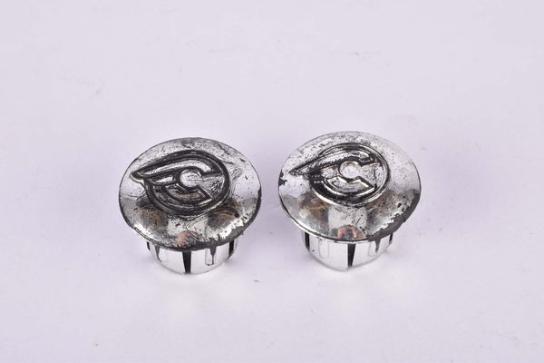 Silver Cinelli winged logo handlebar end plugs