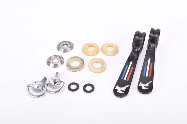 black anodized Gazelle pantographed Campagnolo Record / Super Record #1014 braze on Gear Lever Shifter Set from the 1980s